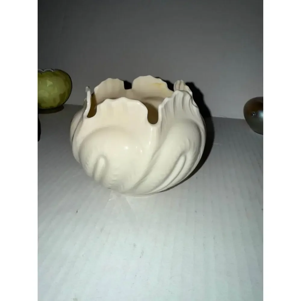 Belleek Ireland Cabbage Leaf Bowl Porcelain Luster Vase